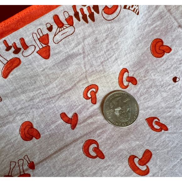 vintage Sally Gee cotton scarf bandana mushroom insect print 20x19 square - Picture 6 of 8
